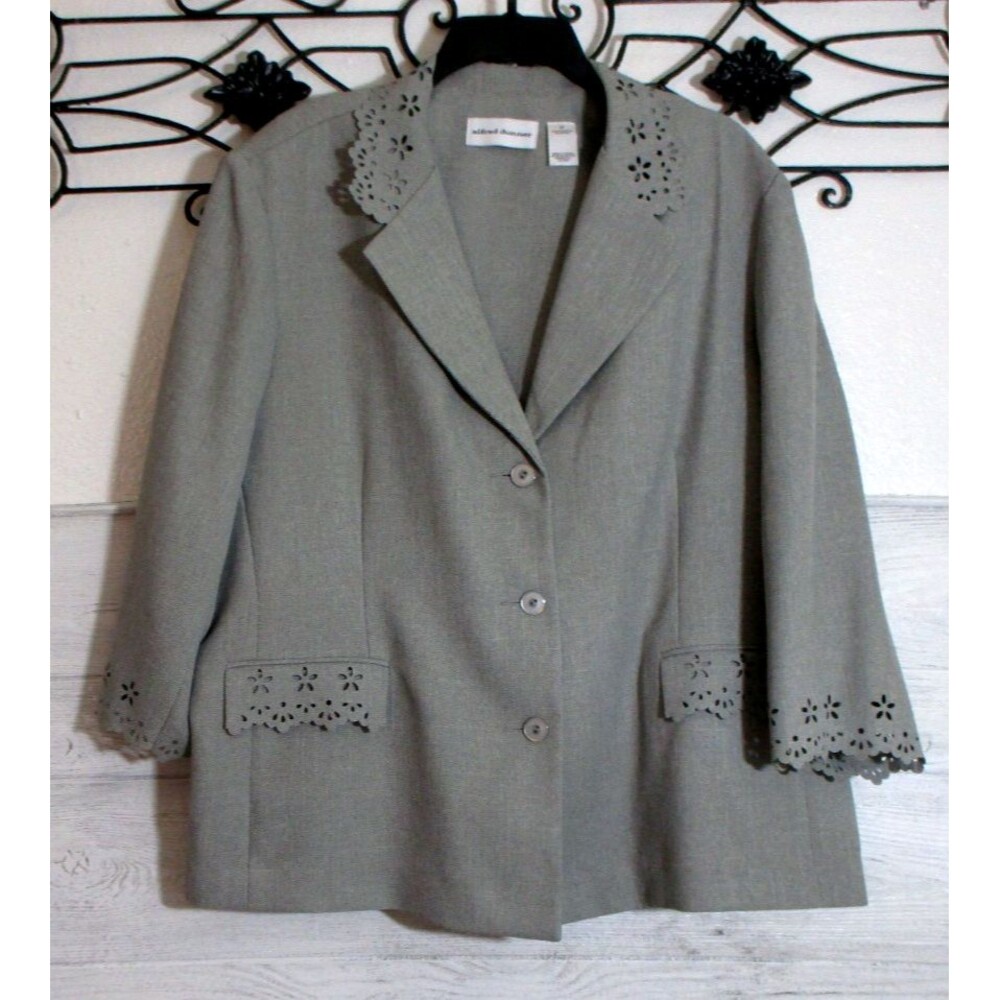 Alfred Dunner Blazer Women's Size 20 Gray Long Sleeve
